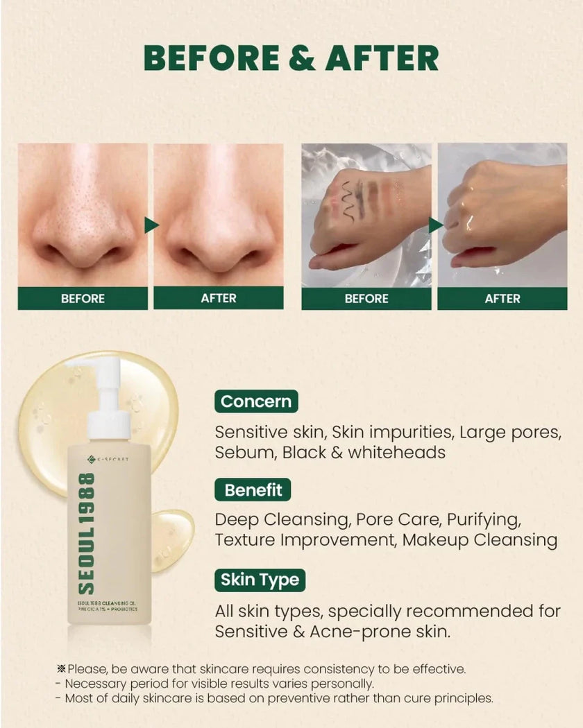KSECRET SEOUL 1988 Cleansing Oil: Pine Cica 1% + Probiotics 200ml