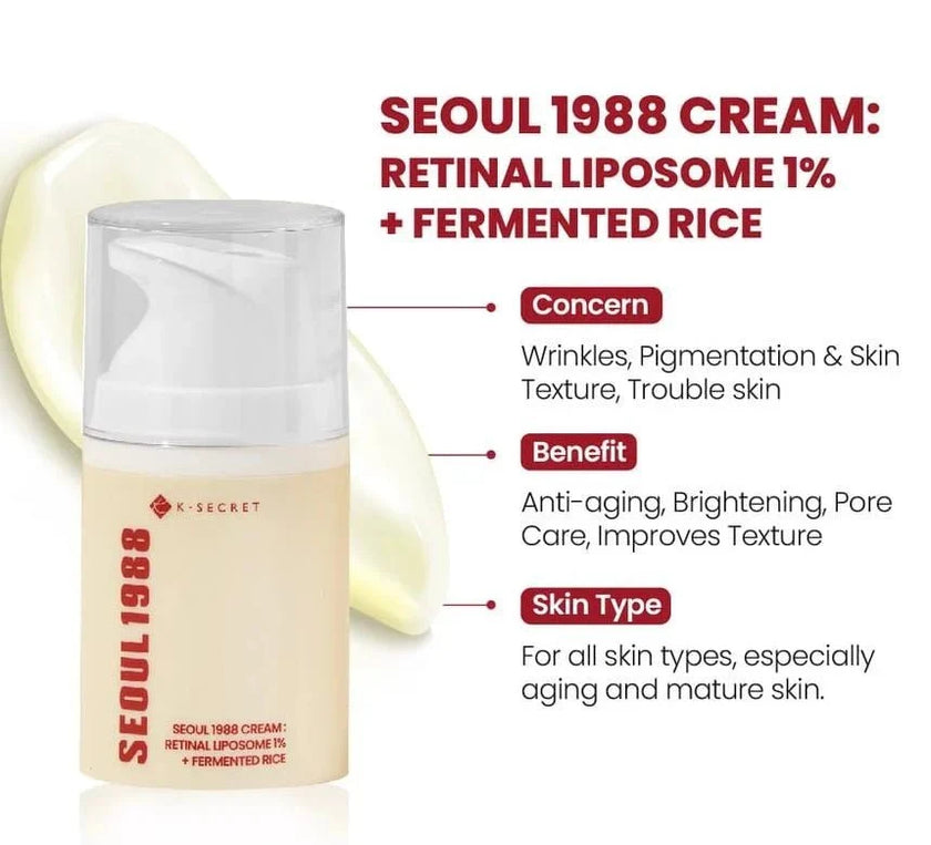 KSECRET SEOUL 1988 Cream: Retinal Liposome 1% + Fermented Rice 50ml