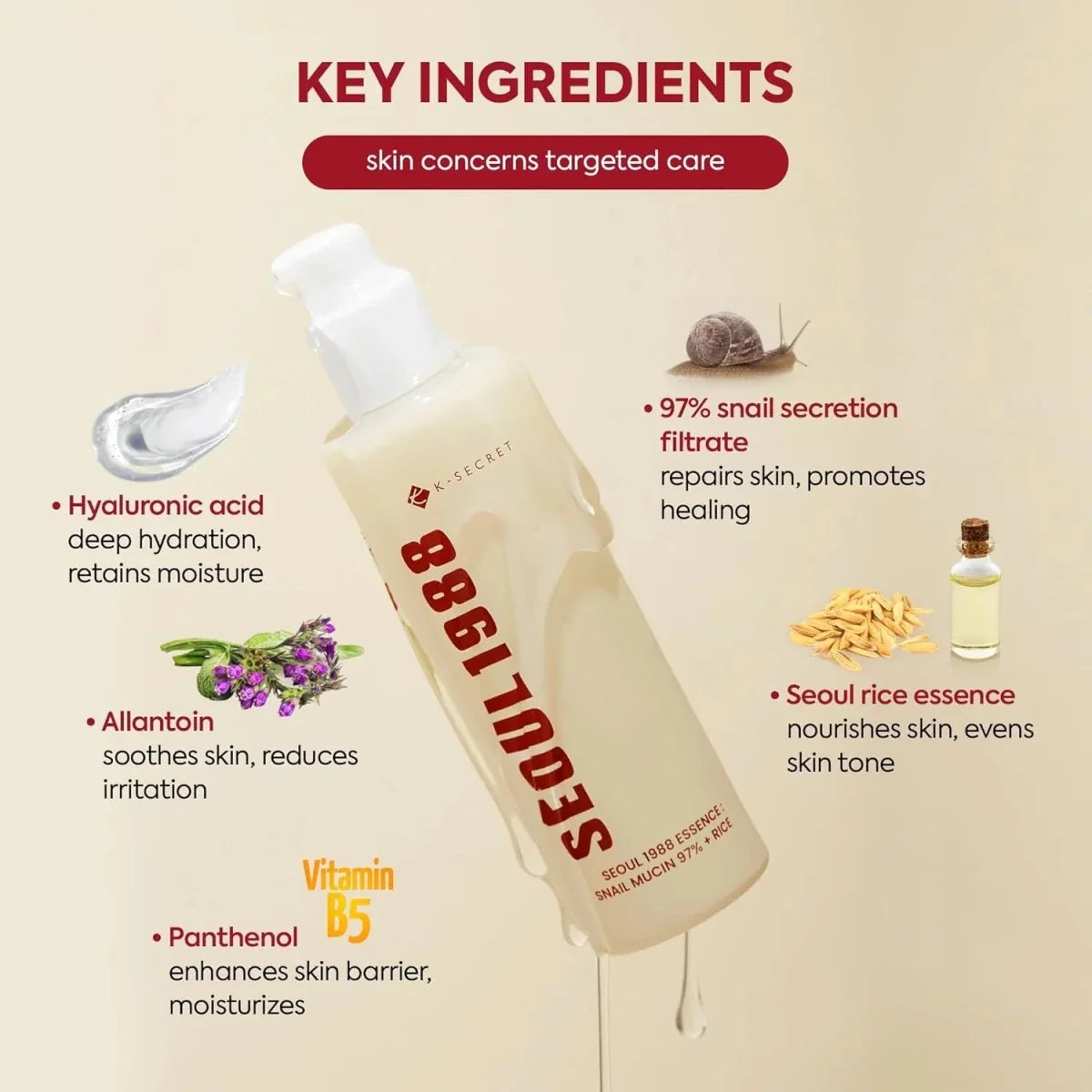 KSECRET SEOUL 1988 Essence: Snail Mucin 97% + Rice 100ml