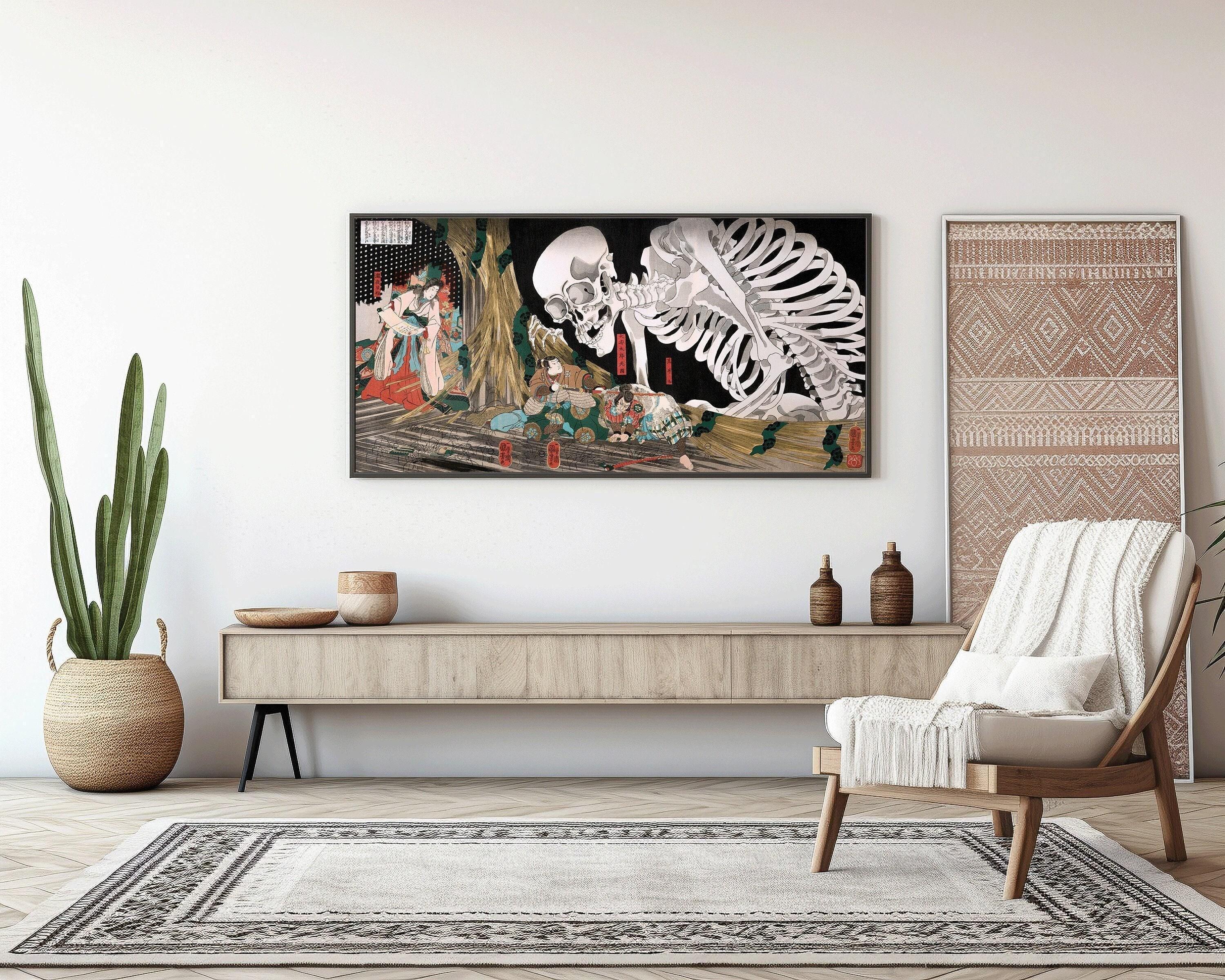 Kuniyoshi Japanese Art Print: Mitsukuni Defying the Skeleton Specter (2x1)