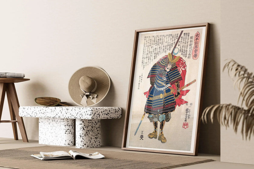 Kuniyoshi Samurai Portrait: Vintage Japanese Woodblock Art Giclee Print