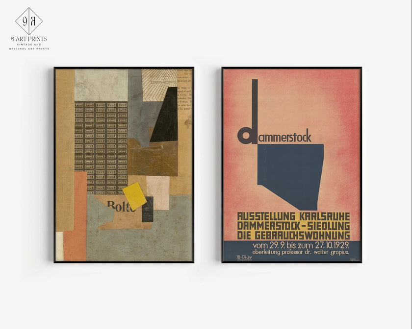 Kurt Schwitters Art Print Duo: Mid-Century Bauhaus Dadaist Posters