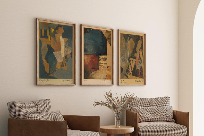 Kurt Schwitters Collage Art Print Set: Bauhaus Dadaism Style