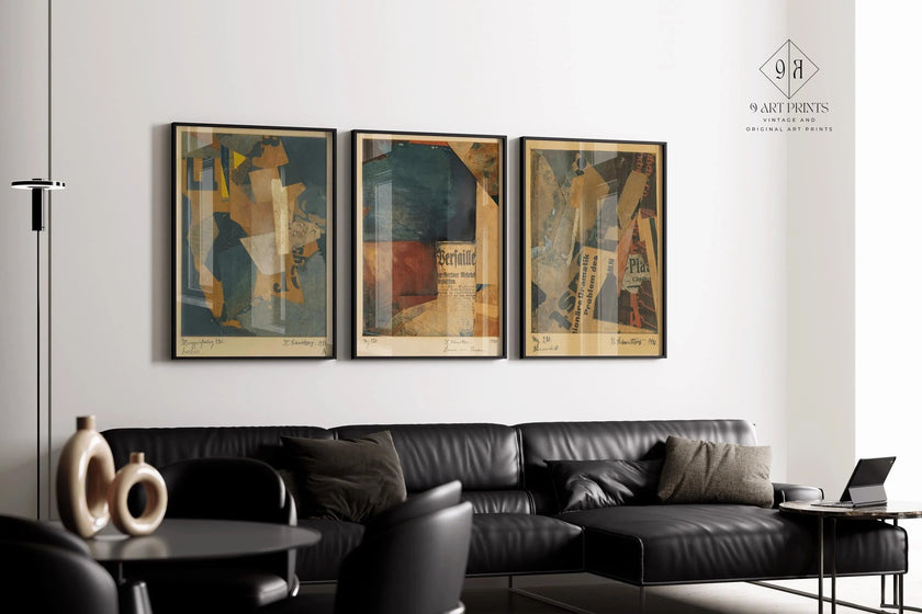 Kurt Schwitters Collage Art Print Set: Bauhaus Dadaism Style