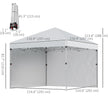 Outsunny 10' x 10' Pop Up Canopy with Sidewalls, Roller Bag, Height Adjustable Instant Tent for Outdoor Garden Patio, Light Grey