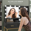 Sophia Illuminated Makeup Table with LED Lights and 3 Drawers-Black