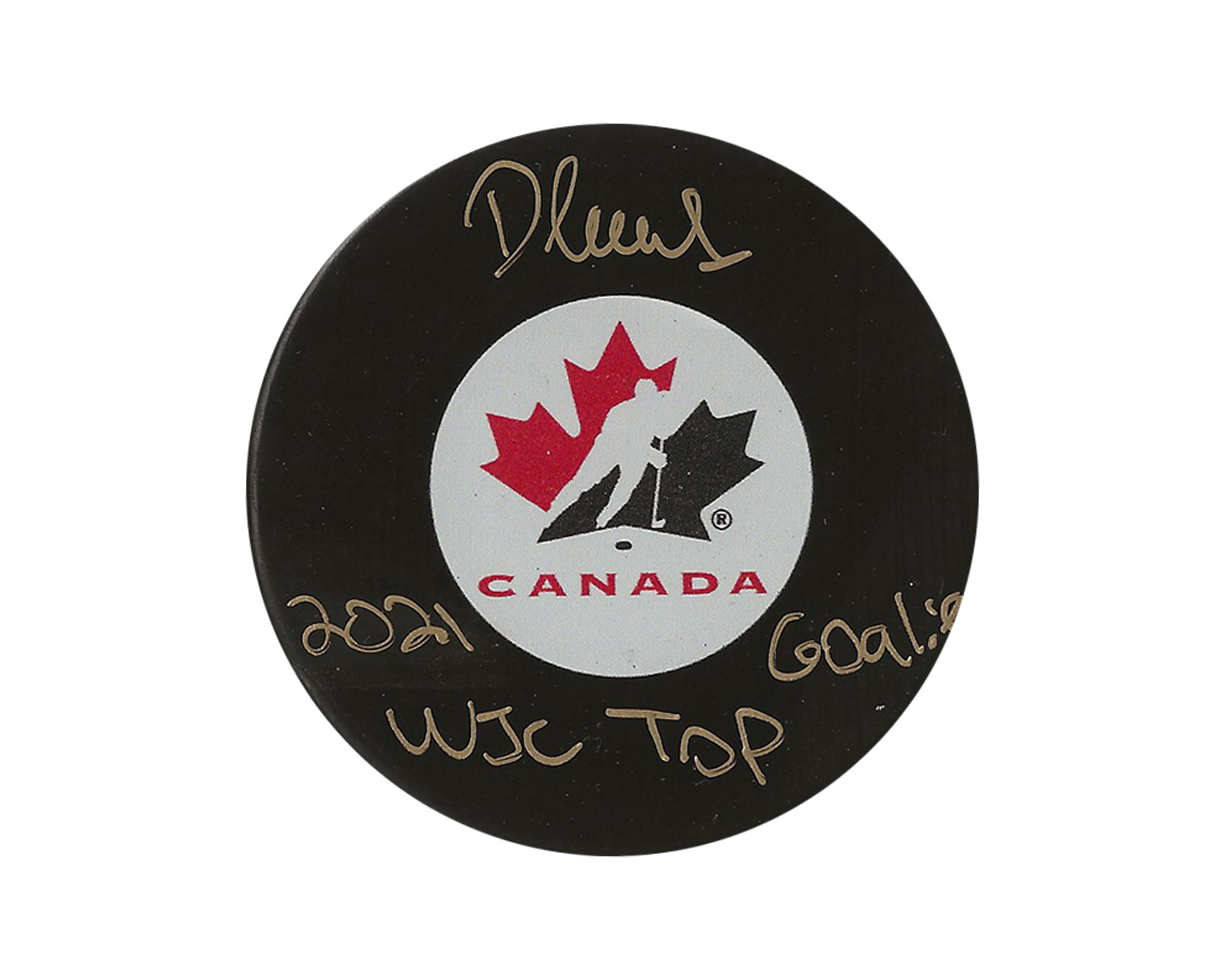 Devon Levi Autographed Team Canada Autograph Model Puck Inscribed 