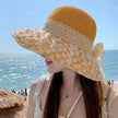 Lace Bow Straw Fisherman Hat Summer Outdoor Sunhat With Large Brim Anti-UV Sunshade And Face Protection Hat