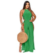 Lace-up Back Jumpsuit Split Leg Casual Trousers Women
