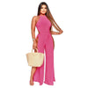 Lace-up Back Jumpsuit Split Leg Casual Trousers Women