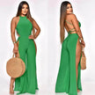 Lace-up Back Jumpsuit Split Leg Casual Trousers Women