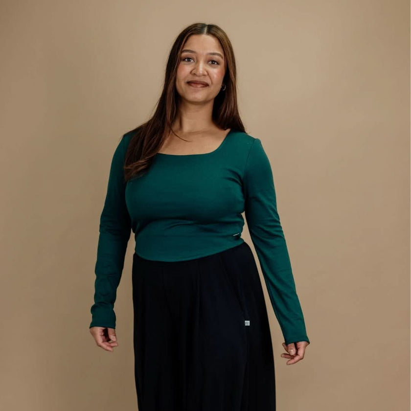 Ladies Bamboo Eva Sculpted Square Neck Crop | Cream