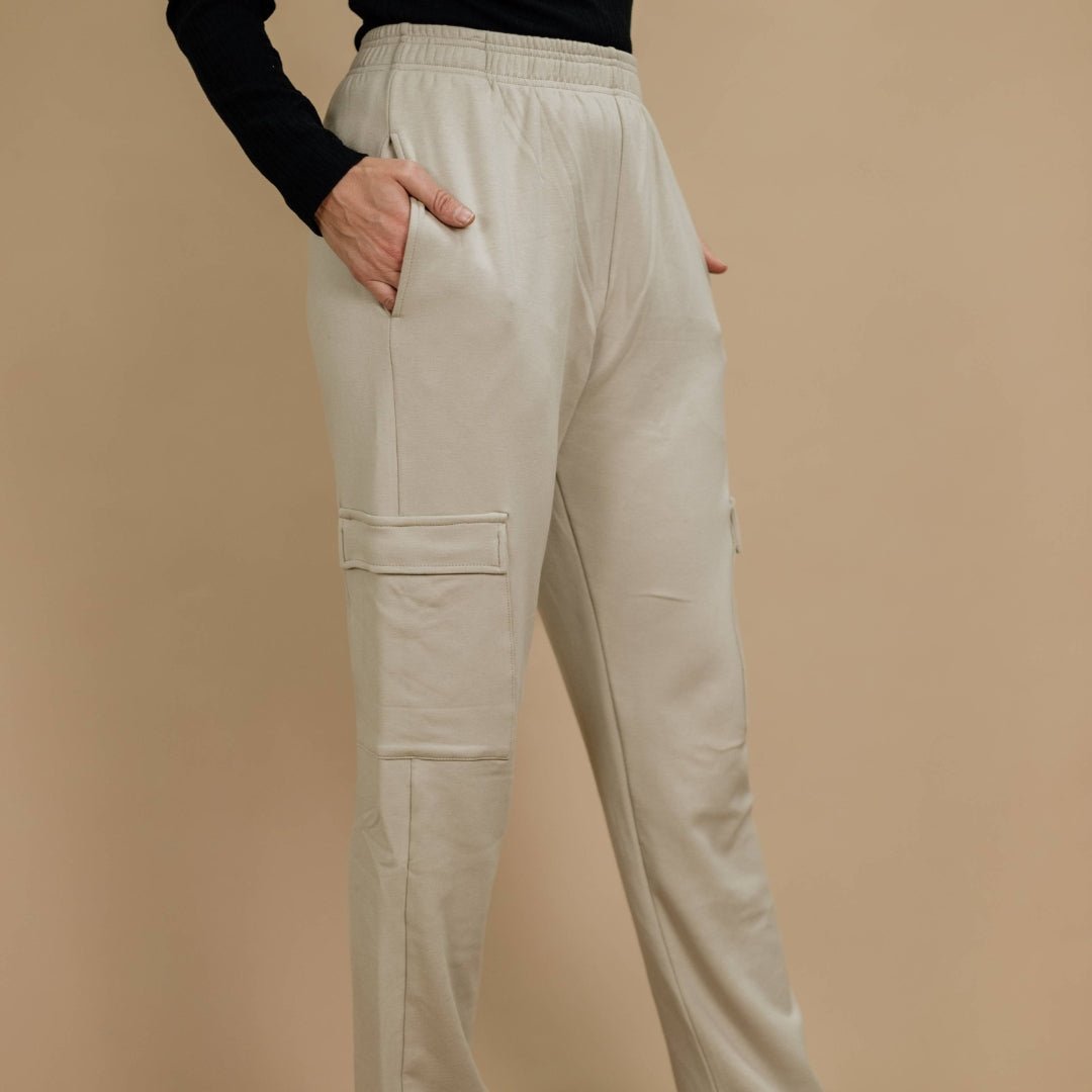 Ladies' Bamboo Fleece Cargo Pants | Beach Stone