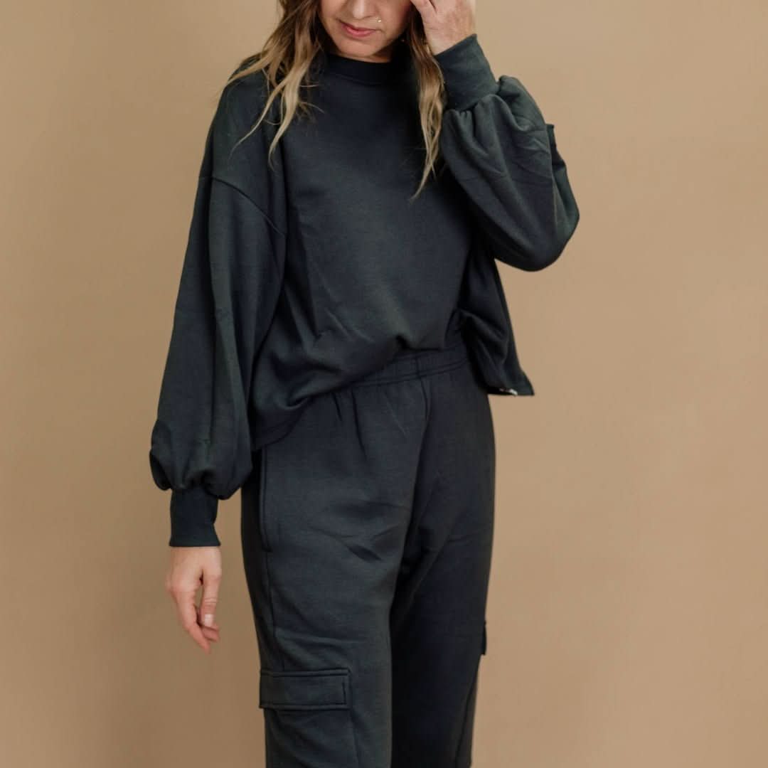 Ladies' Bamboo Fleece Cropped Pullover | Graphite