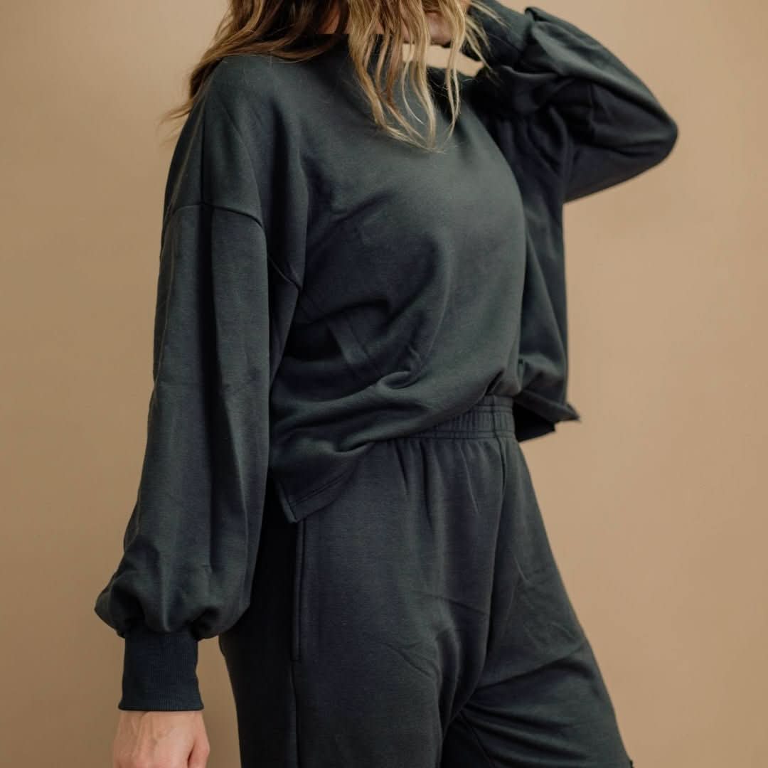 Ladies' Bamboo Fleece Cropped Pullover | Graphite