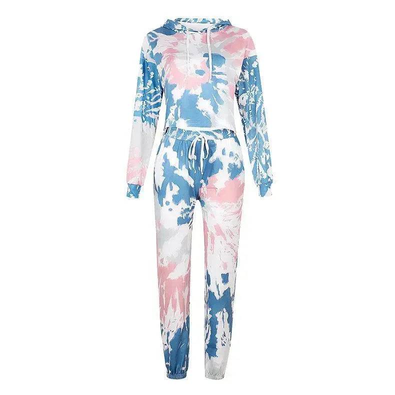 Ladies Casual Long-sleeved Tie-dye Printing Ladies Casual Suit