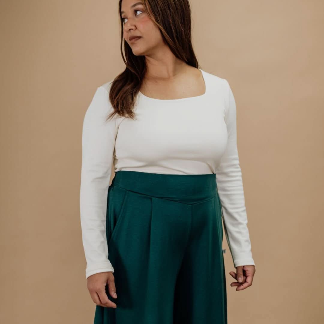 Ladies Bamboo Eva Sculpted Square Neck Crop | Cream
