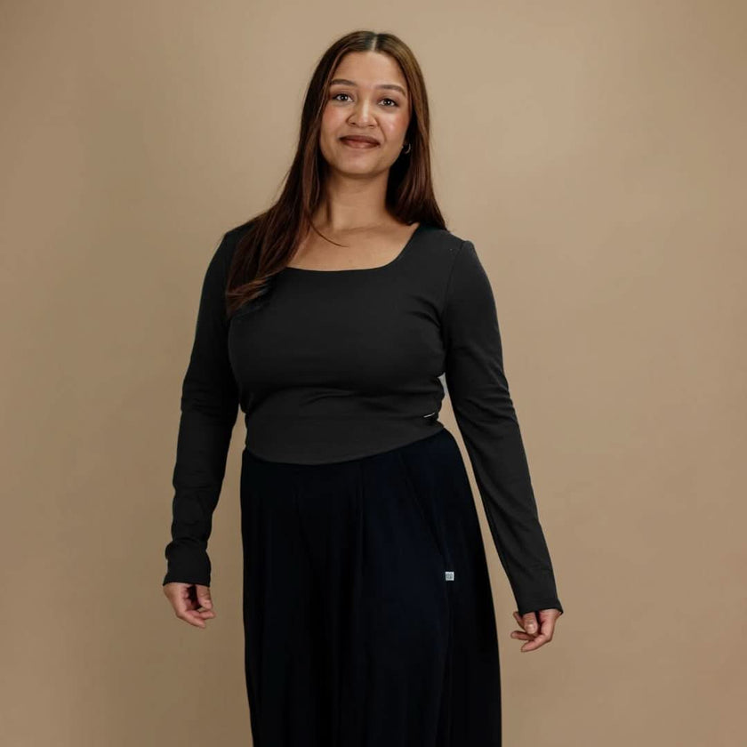 Ladies Bamboo Eva Sculpted Square Neck Crop | Cream