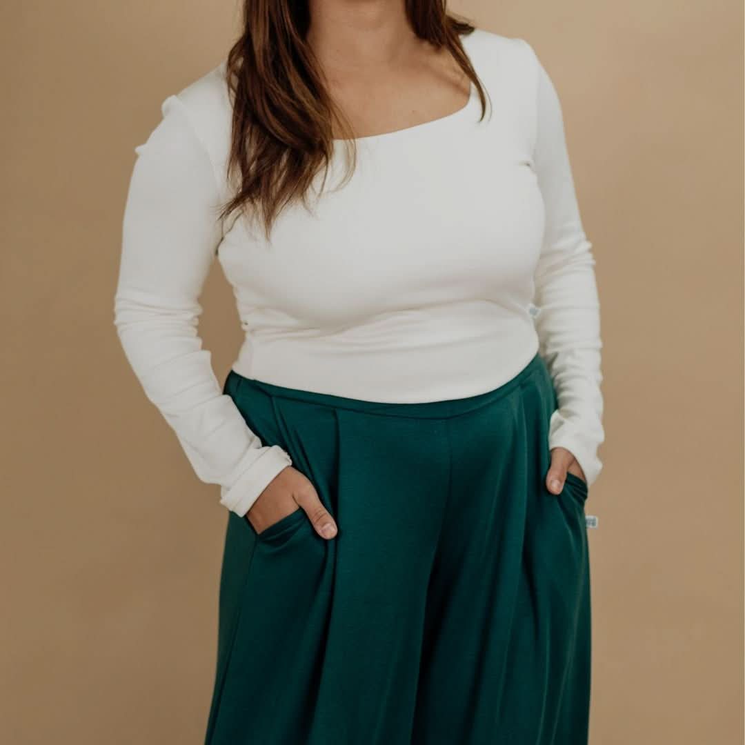 Ladies Bamboo Eva Sculpted Square Neck Crop | Cream