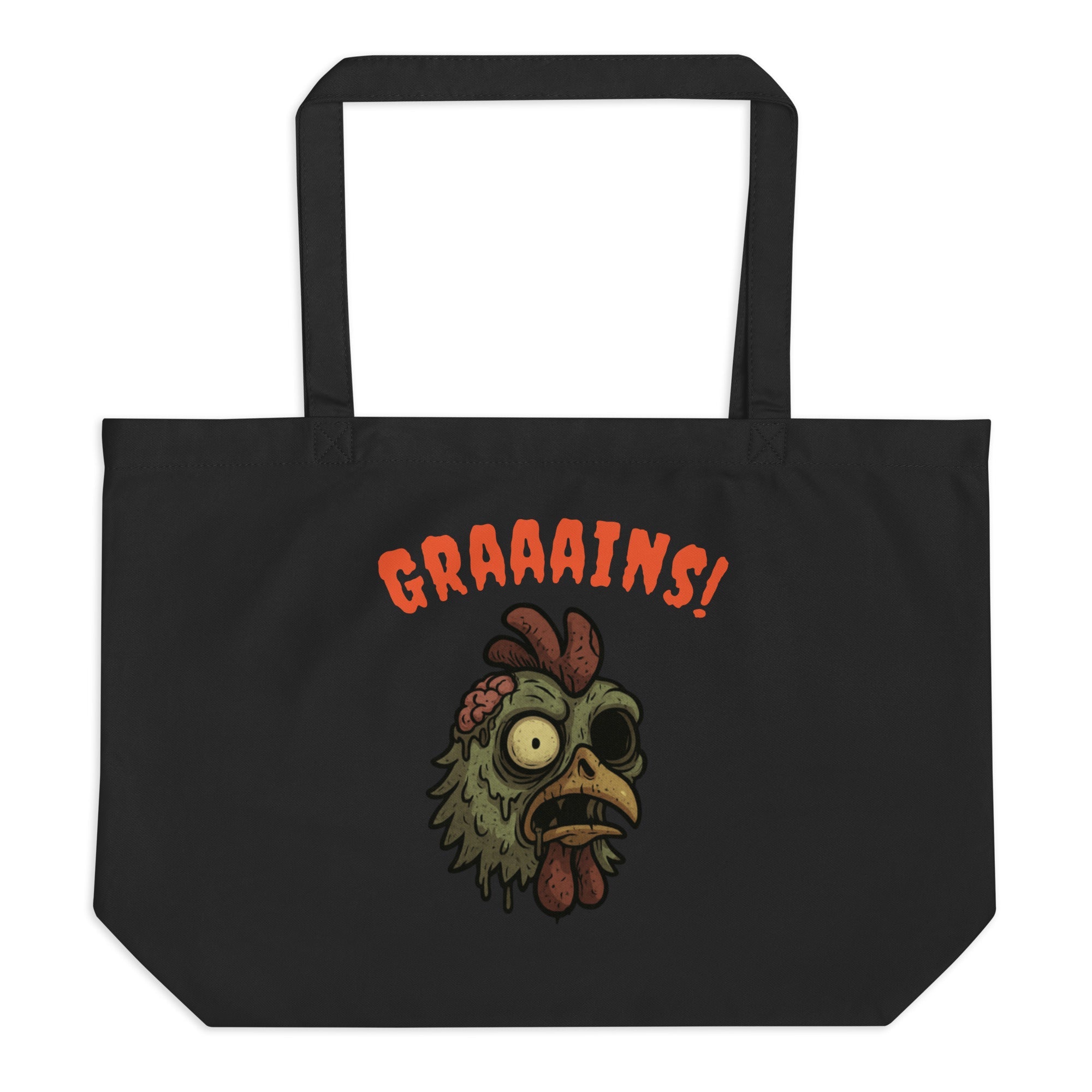 Halloween Zombie Chicken large organic tote bag