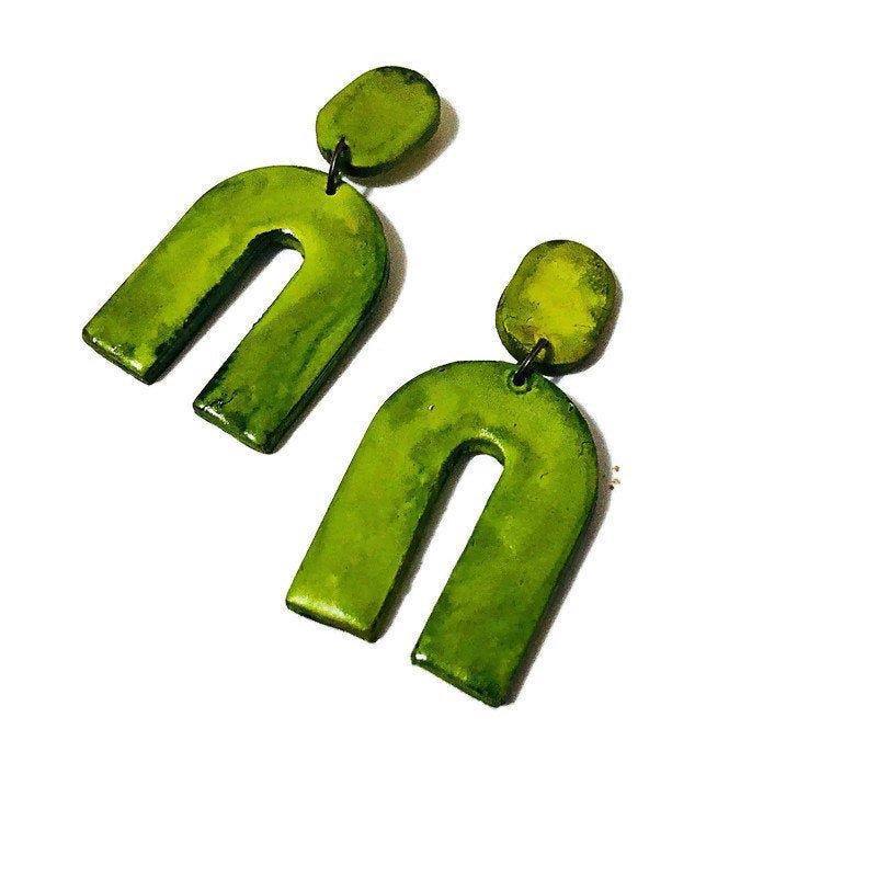 Arch Statement Earrings Handmade (Post or Clip On)- 