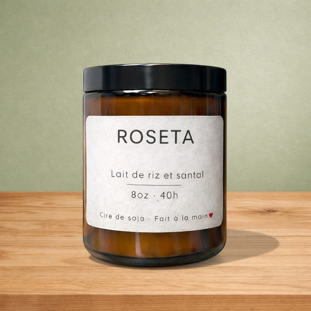 Bougie de soya ROSETA lait de riz & santal