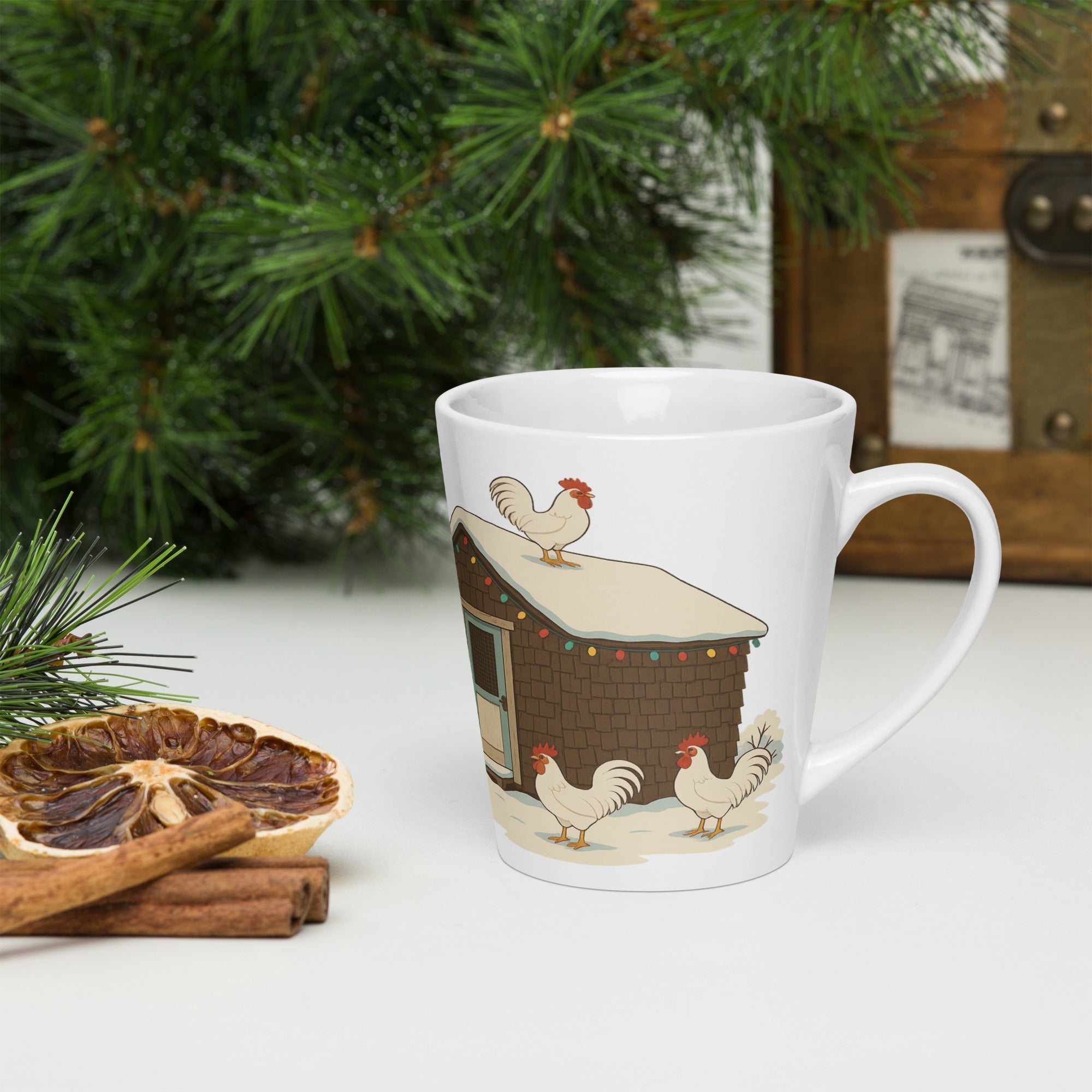 Chickmas Deck the Leghorn Latte mug
