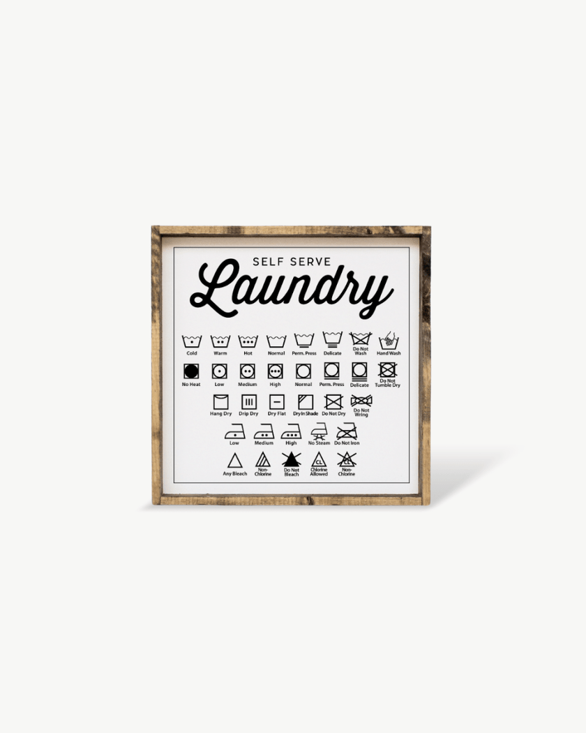 Laundry Symbols Wood Sign