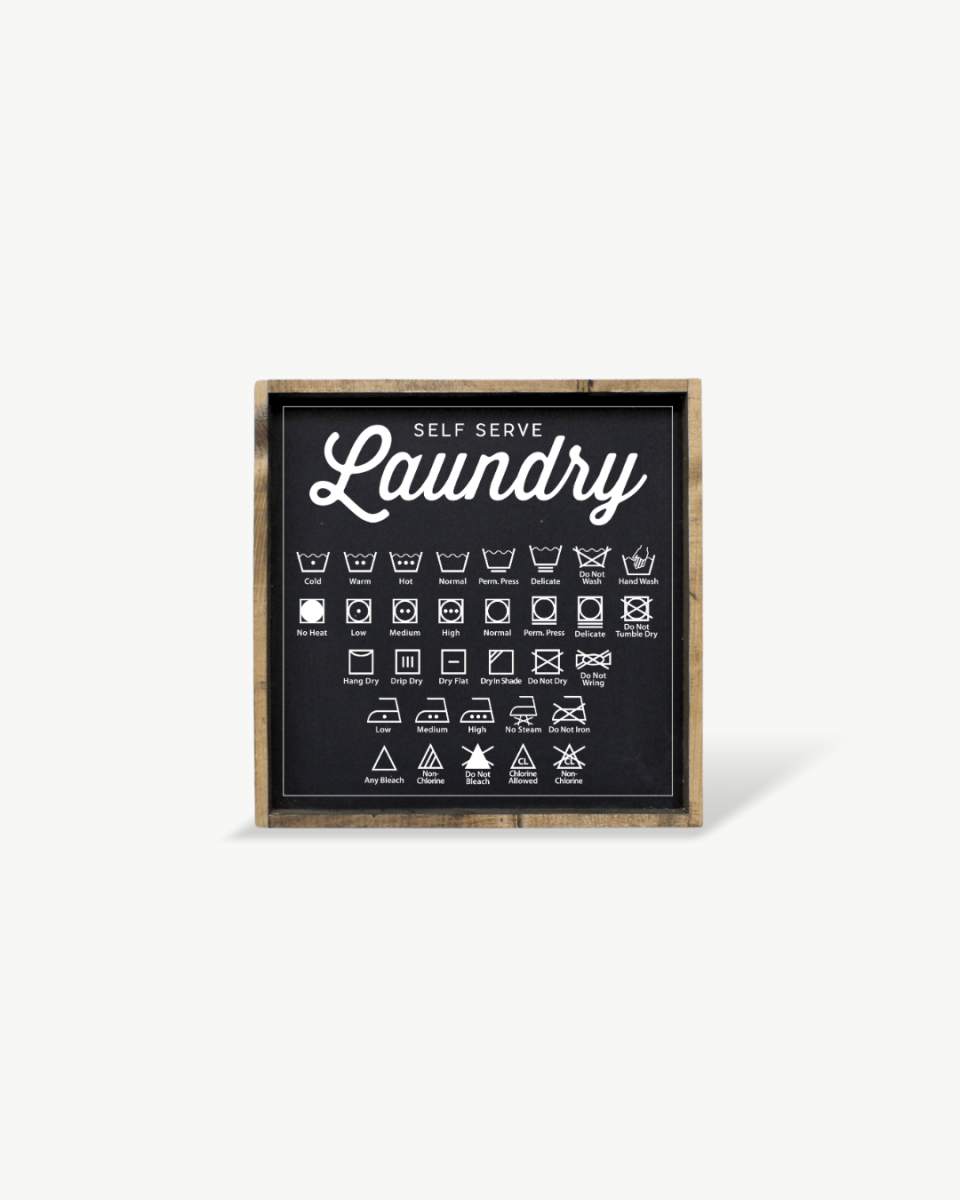 Laundry Symbols Wood Sign