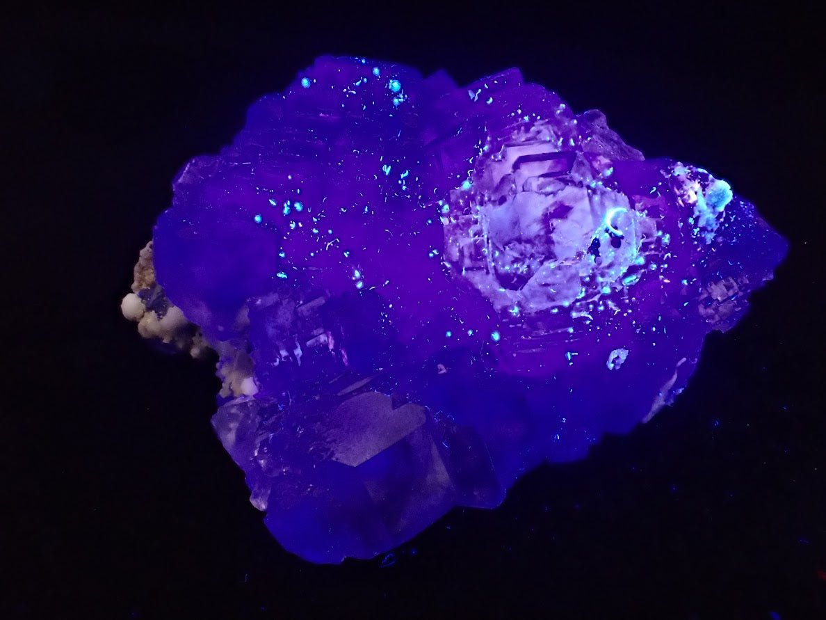 Lavender Fluorite Cluster with Barite and Pyrite – YGX Mine, China