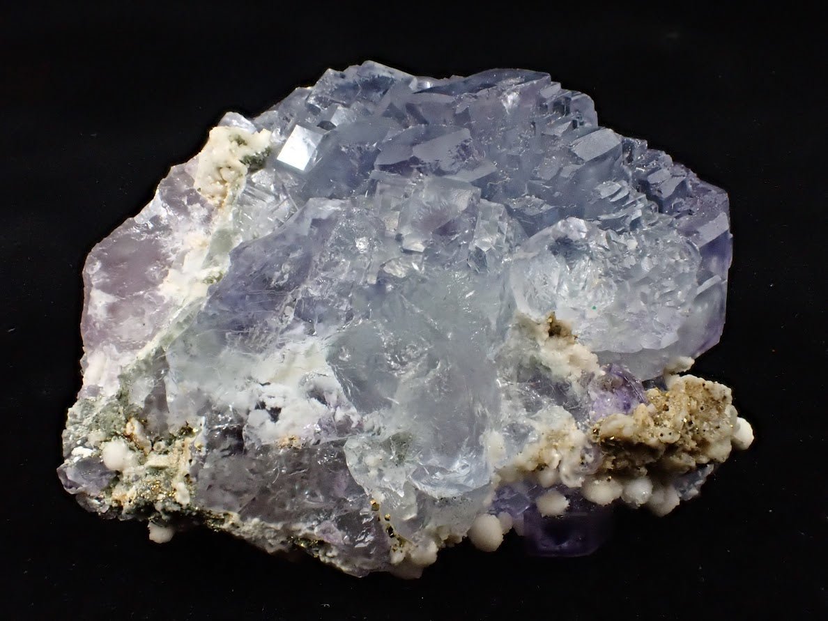 Lavender Fluorite Cluster with Barite and Pyrite – YGX Mine, China