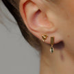 Leaf Drop Earrings- Green Stone