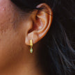 Leaf Drop Earrings- Green Stone