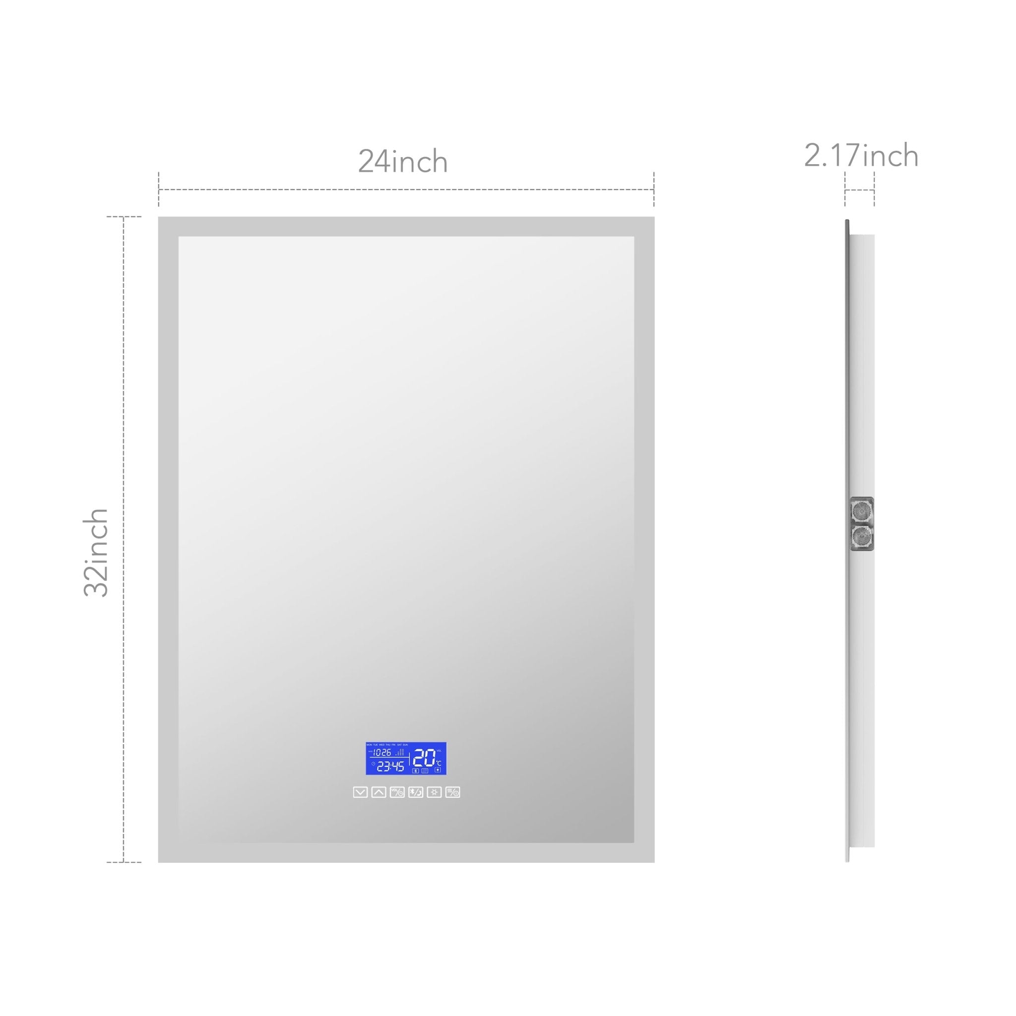 LED Bluetooth Bathroom Mirror with Speaker – Anti-Fog, Dimmable Light, Tempered Glass