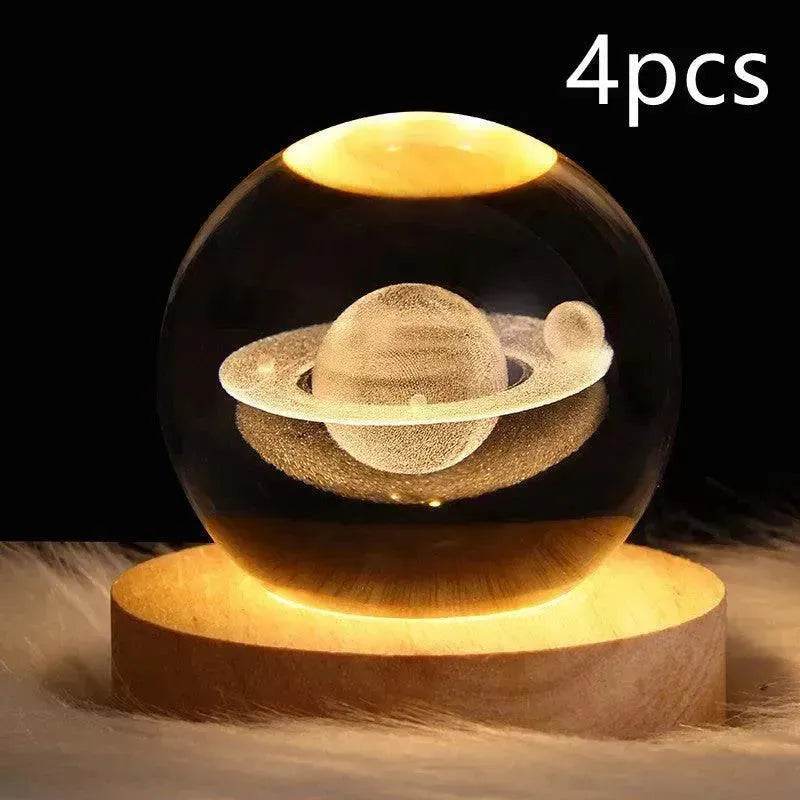 LED Night Light Galaxy Crystal Ball Table Lamp 3D Planet Moon Lamp Bedroom Home Decor For Kids Party Children Birthday Gifts
