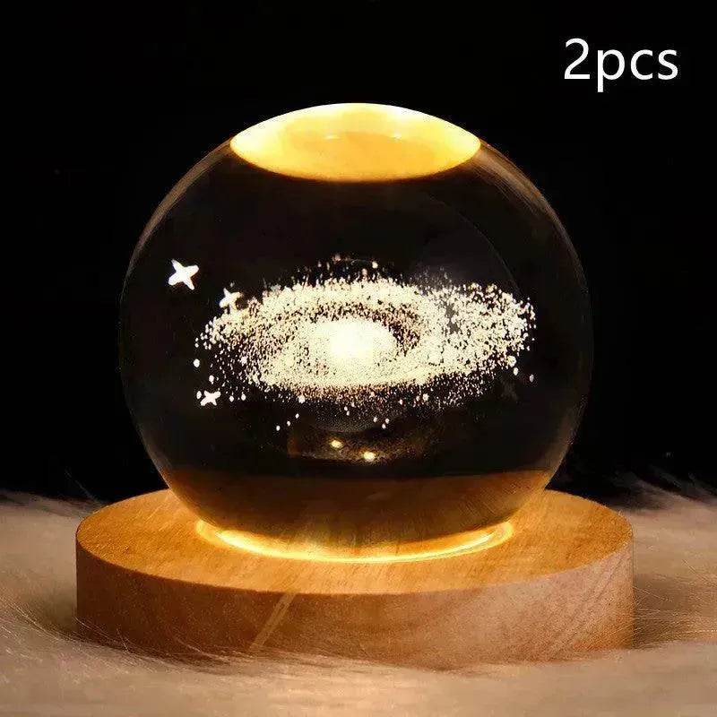 LED Night Light Galaxy Crystal Ball Table Lamp 3D Planet Moon Lamp Bedroom Home Decor For Kids Party Children Birthday Gifts
