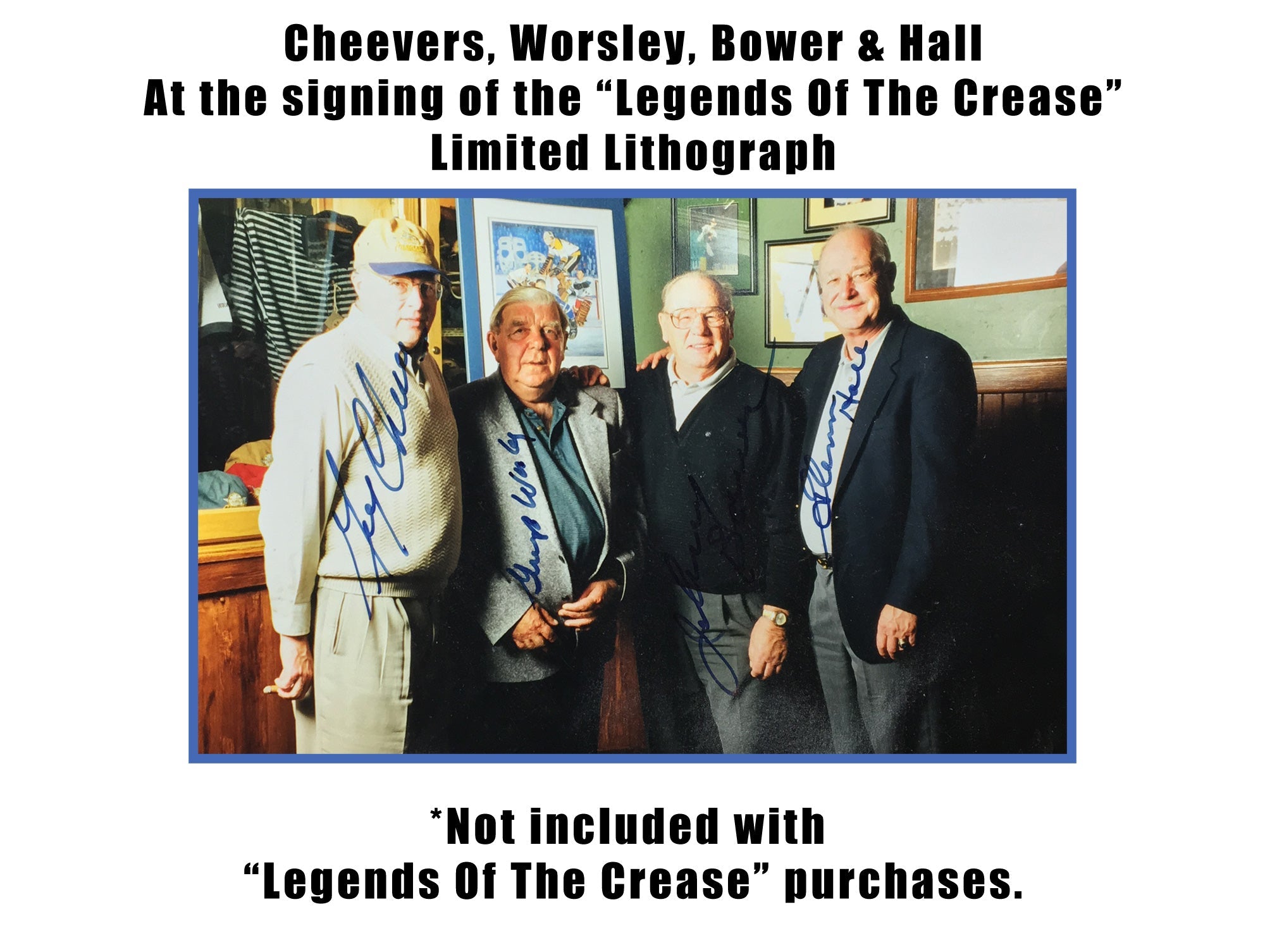 LEGENDS OF THE CREASE SIGNED LITHOGRAPH – BOWER, CHEEVERS, HALL, WORSLEY AUTOGRAPHS – 24
