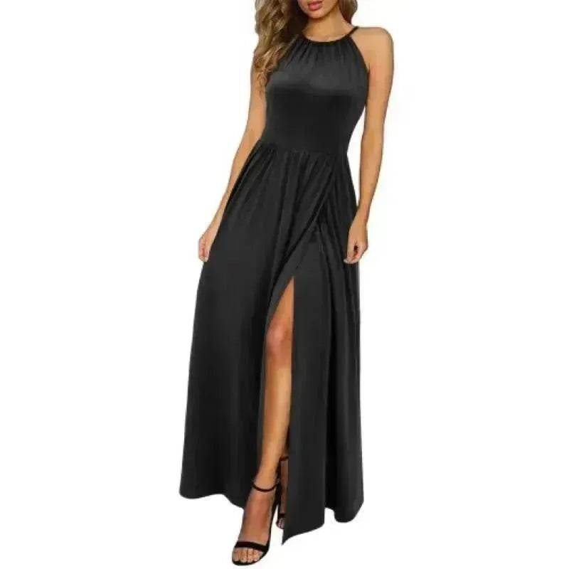 Beach Dress - Leisure Beach Sleeveless Halter Strap Printing Dress