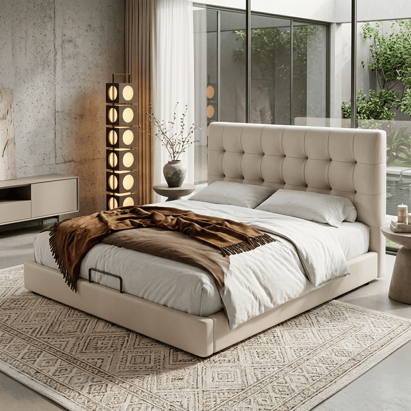 Leo Contemporary Eco-Leather Platform Bed