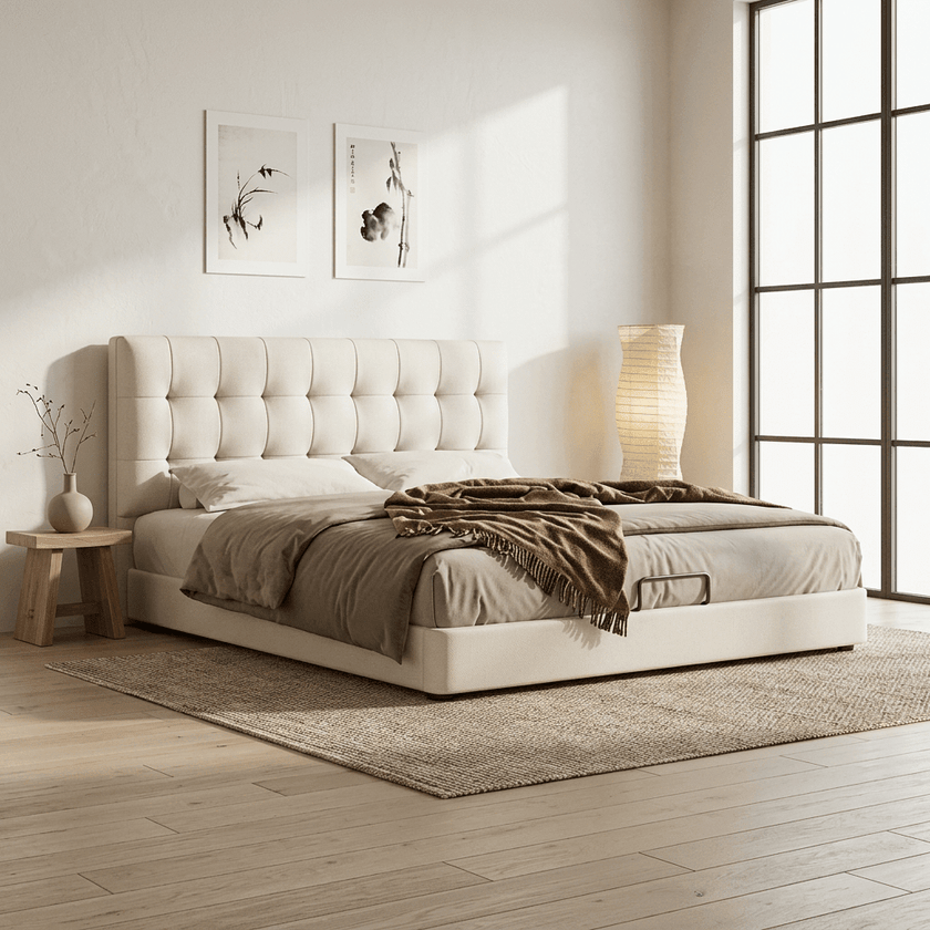 Leo Contemporary Eco-Leather Platform Bed