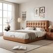 Leo Contemporary Eco-Leather Platform Bed