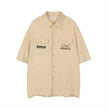 Letter Embroidered Workwear With Pocket Shirt