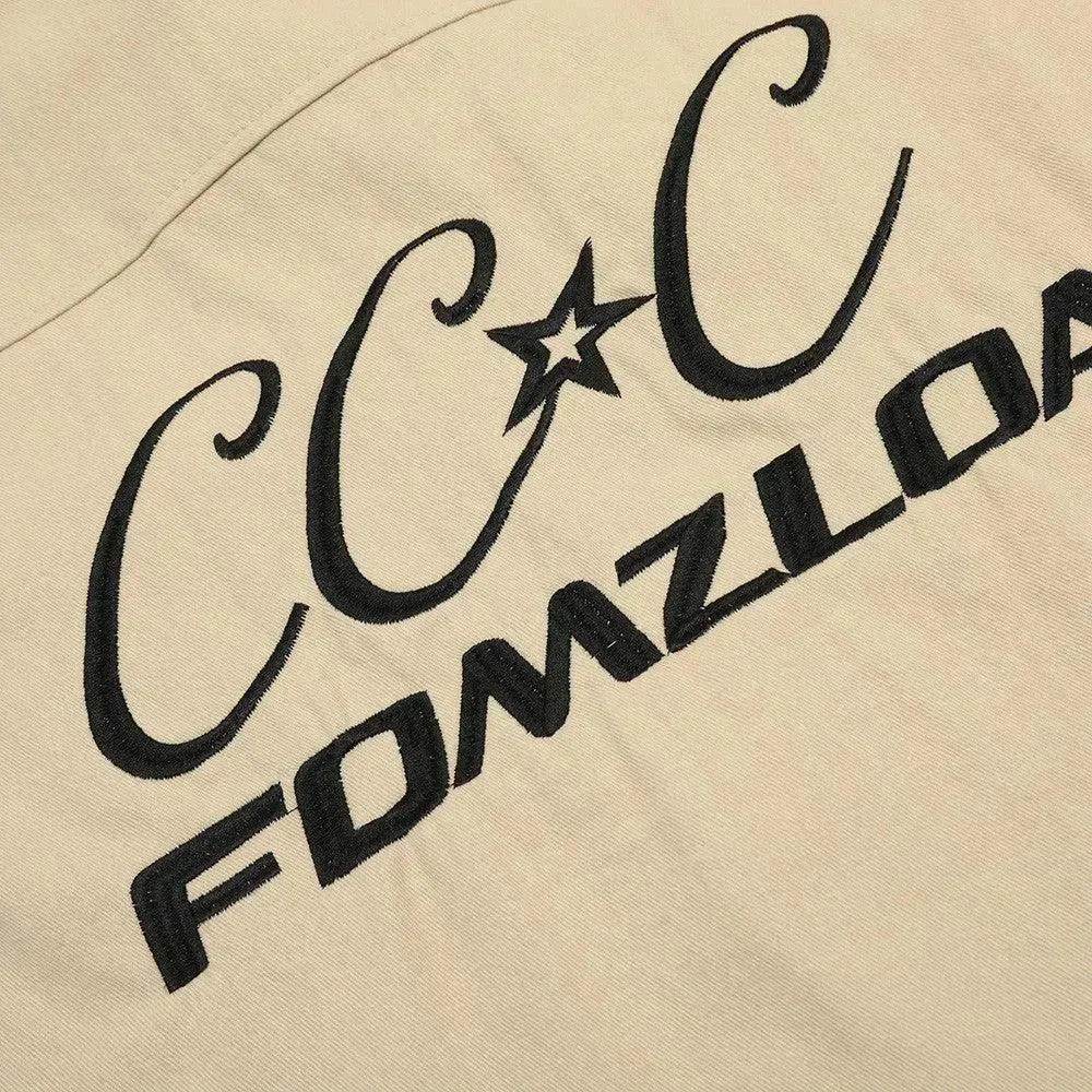 Letter Embroidered Workwear With Pocket Shirt