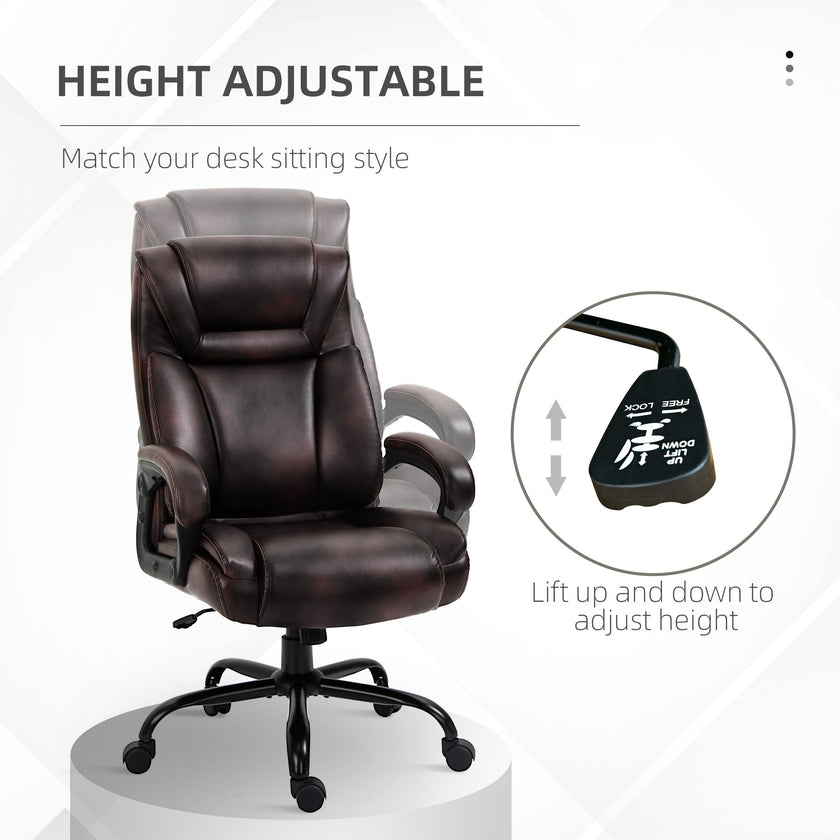 Joel Executive Office Chair with High Back, Adjustable Height and 400LBS Capacity-Brown