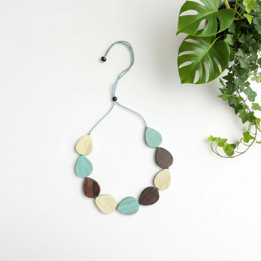 Wooden Tear Drop Necklace