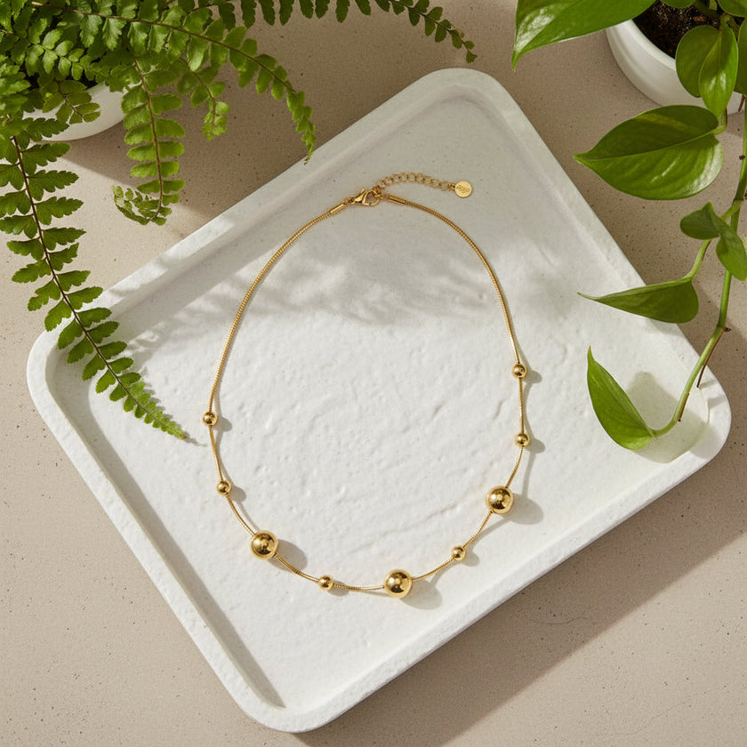 Multi Ball Necklace - Gold Stainless Steel