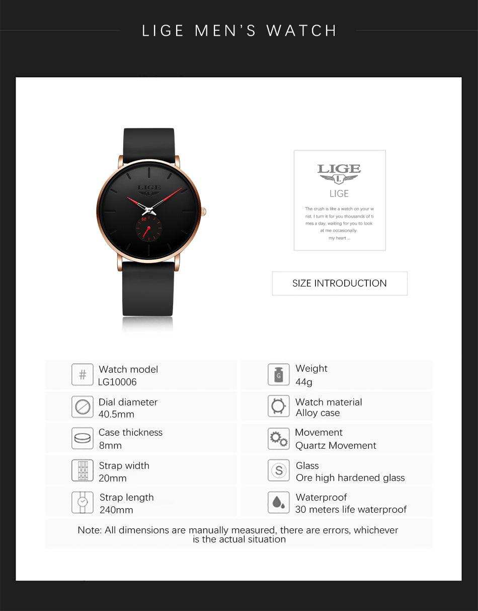 LIGE Men's Classic Quartz Watch | Ultra-thin | Waterproof 3ATM and scratch resistance surface | TUTT Exclusive