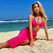 Light Diamond Solid Color Long Skirt Mesh Three Piece Swimsuit Bikini