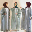 Lily Satin Cardigan Lace-up Bow Robe Abaya Dress for Arab Dubai Turkey Middle East Women