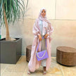 Lily Satin Cardigan Lace-up Bow Robe Abaya Dress for Arab Dubai Turkey Middle East Women